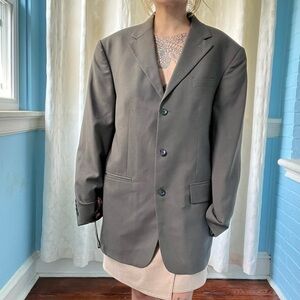 oscar de la renta 100% wool warm grey blazer